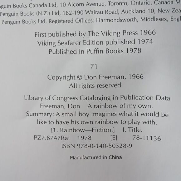 'A Rainbow of My Own' Children's Book Don Freeman Paperback Young Reader - Picture 5 of 9